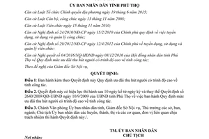 Quyết định 07/2017/QĐ-UBND Quy định ưu đãi thu hút người có trình độ cao Phú Thọ 2017