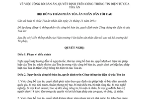 Nghị quyết 03/2017/NQ-HĐTP công bố bản án quyết định trên Cổng thông tin điện tử Tòa án