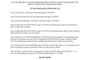 Quyết định 14/2017/QĐ-UBND bãi bỏ quyết định do Ủy ban nhân dân tỉnh ban hành Long An