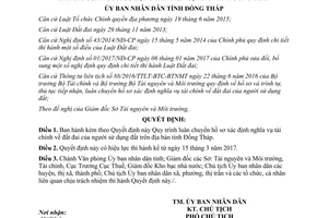 Quyết định 08/2017/QĐ-UBND Quy trình luân chuyển hồ sơ nghĩa vụ tài chính đất đai tỉnh Đồng Tháp