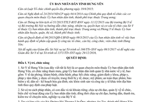 Quyết định 892/QĐ-UBND chức năng nhiệm vụ quyền hạn cơ cấu tổ chức của Sở Y tế Hưng Yên 2017