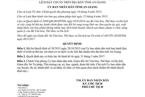 Quyết định 11/2017/QĐ-UBND bãi bỏ 38/2013/QĐ-UBND xét chọn cơ sở dịch vụ du lịch đạt chuẩn An Giang