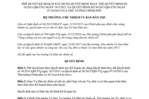 Quyết định 114/QĐ-UBDT phê duyệt Kế hoạch thay thế 18/2011/QĐ-TTg và 56/2013/QĐ-TTg 2017