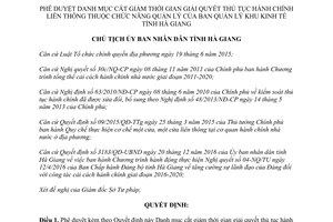 Quyết định 407/QĐ-UBND 2017 Danh mục giảm thời gian giải quyết thủ tục Khu kinh tế Hà Giang