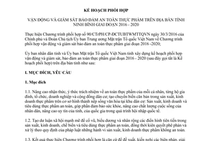 Kế hoạch 28/KHPH-UBND-UBMTTQ vận động giám sát bảo đảm an toàn thực phẩm Ninh Bình 2016 2020 2017