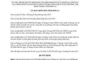 Quyết định 08/2017/QĐ-UBND bãi bỏ 01/2015/QĐ-UBND giao số lượng cán bộ công chức xã Sơn La