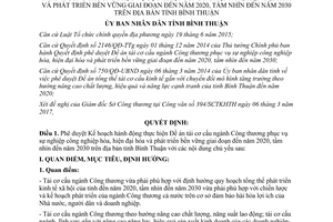 Quyết định 693/QĐ-UBND  thực hiện Đề án tái cơ cấu ngành Công thương Bình Thuận 2017