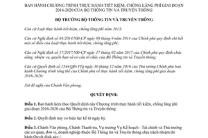 Quyết định 358/QĐ-BTTTT Chương trình thực hành tiết kiệm chống lãng phí 2016 2020 2017