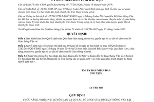 Quyết định 11/2017/QĐ-UBND chức năng nhiệm vụ quyền hạn tổ chức Sở Giao thông Vận tải Bắc Kạn