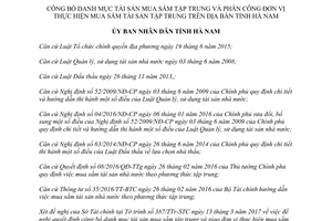 Quyết định 09/2017/QĐ-UBND công bố danh mục tài sản mua sắm tập trung tỉnh Hà Nam