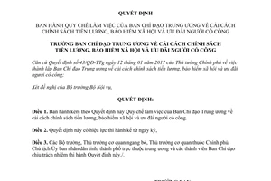 Quyết định 157/QĐ-BCĐCCTLBHXH Ban Chỉ đạo Trung ương cải cách tiền lương bảo hiểm người có công