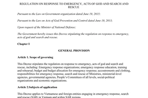 Decree 30/2017/ND-CP response to emergency acts of god and search and rescue