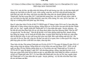 Chỉ thị 04/CT-UBND tăng cường công tác phòng chống thiên tai tìm kiếm cứu nạn Hồ Chí Minh 2017