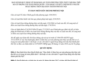 Quyết định 08/2017/QĐ-UBND về đảm bảo an toàn phương tiện thủy nội địa thô sơ thành phố Hà Nội