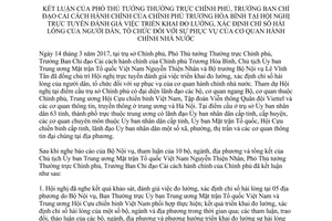 Thông báo 156/TB-VPCP kết luận Phó Thủ tướng Thường trực xác định chỉ số hài lòng người dân 2017