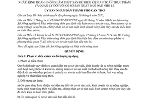 Quyết định 02/2017/QĐ-UBND Kiểm tra cơ sở kinh doanh vật tư nông nghiệp Cần Thơ 2017