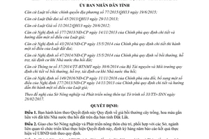 Quyết định 14/2017/QĐ-UBND giá bồi thường cây trồng hoa màu gắn liền đất khi thu hồi đất Đắk Lắk