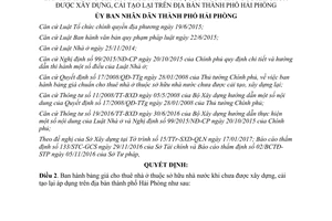 Quyết định 644/2017/QĐ-UBND bảng giá cho thuê nhà ở thuộc sở hữu nhà nước Hải Phòng