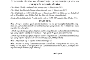 Quyết định 582/QĐ-UBND danh mục văn bản hết hiệu lực ngưng hiệu lực Thừa Thiên Huế 2016 2017