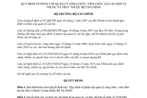 Quyết định 538/QĐ-BTC phân cấp quản lý công chức viên chức tại các đơn vị thuộc trực thuộc Bộ 2017