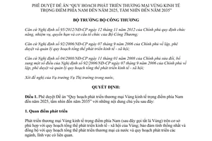 Quyết định 1022/QĐ-BCT Quy hoạch phát triển thương mại Vùng kinh tế trọng điểm phía Nam 2017