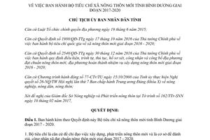 Quyết định 730/QĐ-UBND Bộ tiêu chí xã nông thôn mới tỉnh Bình Dương 2017 2020