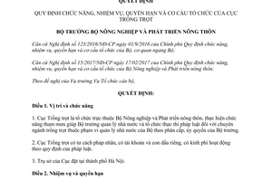 Quyết định 929/QĐ-BNN-TCCB chức năng nhiệm vụ quyền hạn cơ cấu tổ chức Cục Trồng trọt 2017