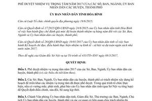 Quyết định 396/QĐ-UBND nhiệm vụ trọng tâm Sở Ban Ngành Ủy ban huyện thành phố Hòa Bình 2017