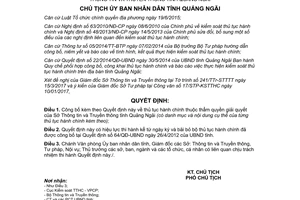 Quyết định 502/QĐ-UBND 2017 công bố thủ tục hành chính thẩm quyền Sở Thông tin Quãng Ngãi