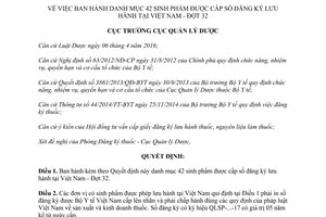 Quyết định 112/QĐ-QLD danh mục 42 sinh phẩm được cấp số đăng ký lưu hành tại Việt Nam Đợt 32 2017
