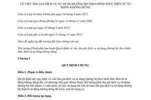 Quyết định 07/2017/QĐ-TTg thu giá dịch vụ sử dụng đường bộ theo hình thức điện tử tự động 2017
