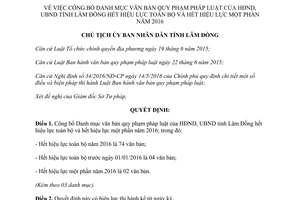 Quyết định 593/QĐ-UBND danh mục văn bản hết hiệu lực Lâm Đồng 2016 2017