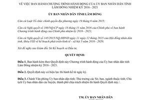 Quyết định 590/QĐ-UBND chương trình hành động của Ủy ban nhân dân Lâm Đồng 2016 2021 2017