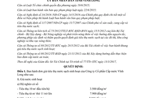 Quyết định 07/2017/QĐ-UBND giá tiêu thụ nước sạch sinh hoạt của Công ty cổ phần cấp nước Vĩnh Long 2017