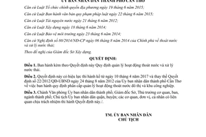 Quyết định 03/2017/QĐ-UBND quản lý hoạt động thoát nước và xử lý nước thải Cần Thơ 2017
