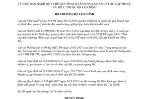 Quyết định 569/QĐ-BTC Quy chế quy hoạch lãnh đạo quản lý các cấp Bộ Tài chính 2017