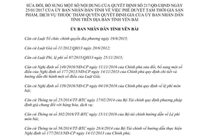 Quyết định 507/QĐ-UBND 2017 sửa đổi 217/QĐ-UBND tạm thời giá sản phẩm dịch vụ Yên Bái