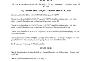 Quyết định 486/QĐ-LĐTBXH Quy chế làm việc 2017