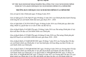 Quyết định 177/QĐ-BCĐCCHC Kế hoạch kiểm tra công tác cải cách hành chính 2017