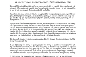 Chỉ thị 11/CT-TTg đẩy mạnh giáo dục đạo đức lối sống trong gia đình 2017