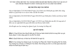 Quyết định 576/QĐ-BTC 2017 công bố thủ tục bị bãi bỏ trong lĩnh vực giá