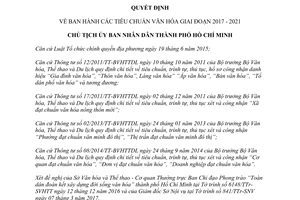 Quyết định 1396/QĐ-UBND 2017 các tiêu chuẩn văn hóa Hồ Chí Minh 2017 2021