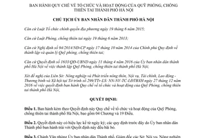 Quyết định 2024/QĐ-UBND Quy chế tổ chức hoạt động của Quỹ Phòng chống thiên tai Hà Nội 2017