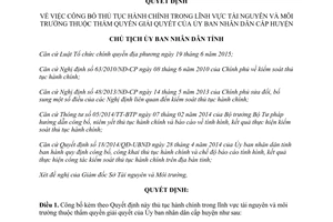 Quyết định 623/QĐ-UBND thủ tục hành chính lĩnh vực tài nguyên môi trường Ủy ban cấp huyện Huế 2017