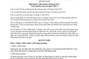 Nghị quyết 17/2017/NQ-HĐND phí thẩm định cấp giấy chứng nhận quyền sử dụng đất Quảng Ngãi