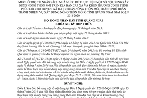 Nghị quyết 10/2017/NQ-HĐND sửa đổi Điều 1 Nghị quyết 13/2016/NQ-HĐND tỉnh Quảng Ngãi