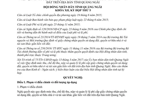 Nghị quyết 21/2017/NQ-HĐND quản lý lệ phí cấp giấy chứng nhận quyền sử dụng Quảng Ngãi