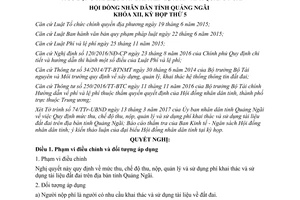 Nghị quyết 16/2017/NQ-HĐND mức thu quản lý sử dụng phí khai thác tài liệu đất đai Quảng Ngãi