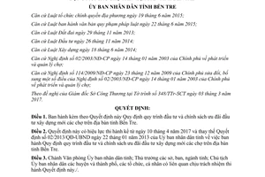 Quyết định 19/2017/QĐ-UBND đầu tư chính sách ưu đãi đầu tư xây dựng mới các chợ Bến Tre