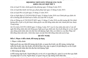 Nghị quyết 02/2017/NQ-HĐND mức thu nộp lệ phí đăng ký cư trú chứng minh nhân dân Quảng Ngãi